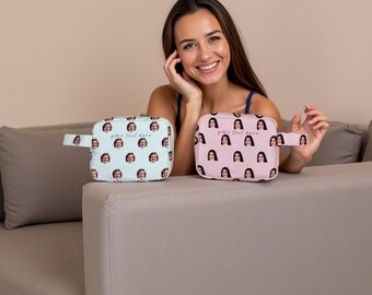 Custom Photo Makeup Bag, Bridal Party Gift, Bride's Face Photo Cosmetic Bags