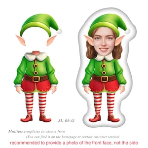 Custom Elf Doll Face Pillow Personalize Photo Pillow Girl Christmas