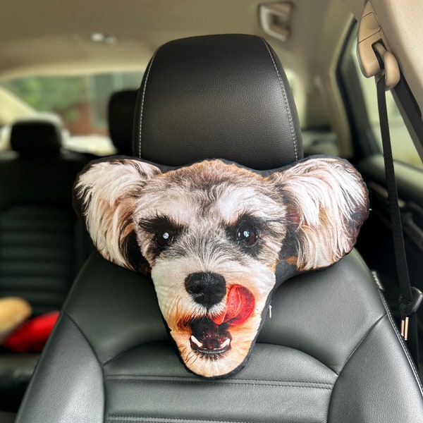 Custom Pet Photo Car Neck Pillow: Personalized Dog & Cat Headrest Cushion
