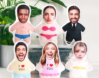 Custom Face Pillow, Photo Head Cushion, Personalized Cartoon Doll, Couple Gift