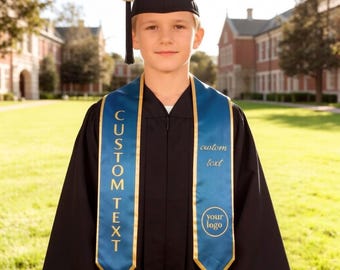 Banda de graduación personalizada con logotipo y nombre: Estola de graduación personalizada con los colores de la escuela.