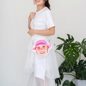 Sac en toile personnalisé en forme de visage - Sac à bandoulière photo personnalisé avec votre portrait - Cadeau amusant unique, sac de mariage design dessin animé anime