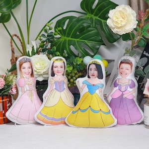 Birthday gift for girl, Customized photo princess pillow, Cartoon face doll, Christmas gift for lady, Photo cushion for mom, Wife photo doll