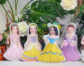 Custom Photo Princess Doll: Personalized Cartoon Face Pillow