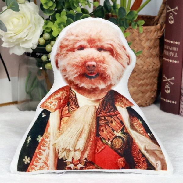 Custom Royal Pet Portrait Pillow: Regal King or Queen Pet Cushion