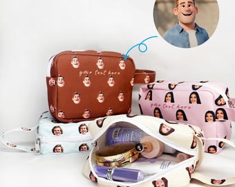 Personalized Face Photo Cosmetic Bag, Custom Canvas Makeup Bag, Bridal Party Gift