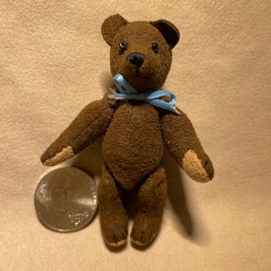 Vintage Bear, Ultra Suede,  Approx 2 1/2”, 1990’s