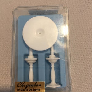 1:12 or 1” scale Candles and cake plate,  Chrysnbon, plastic