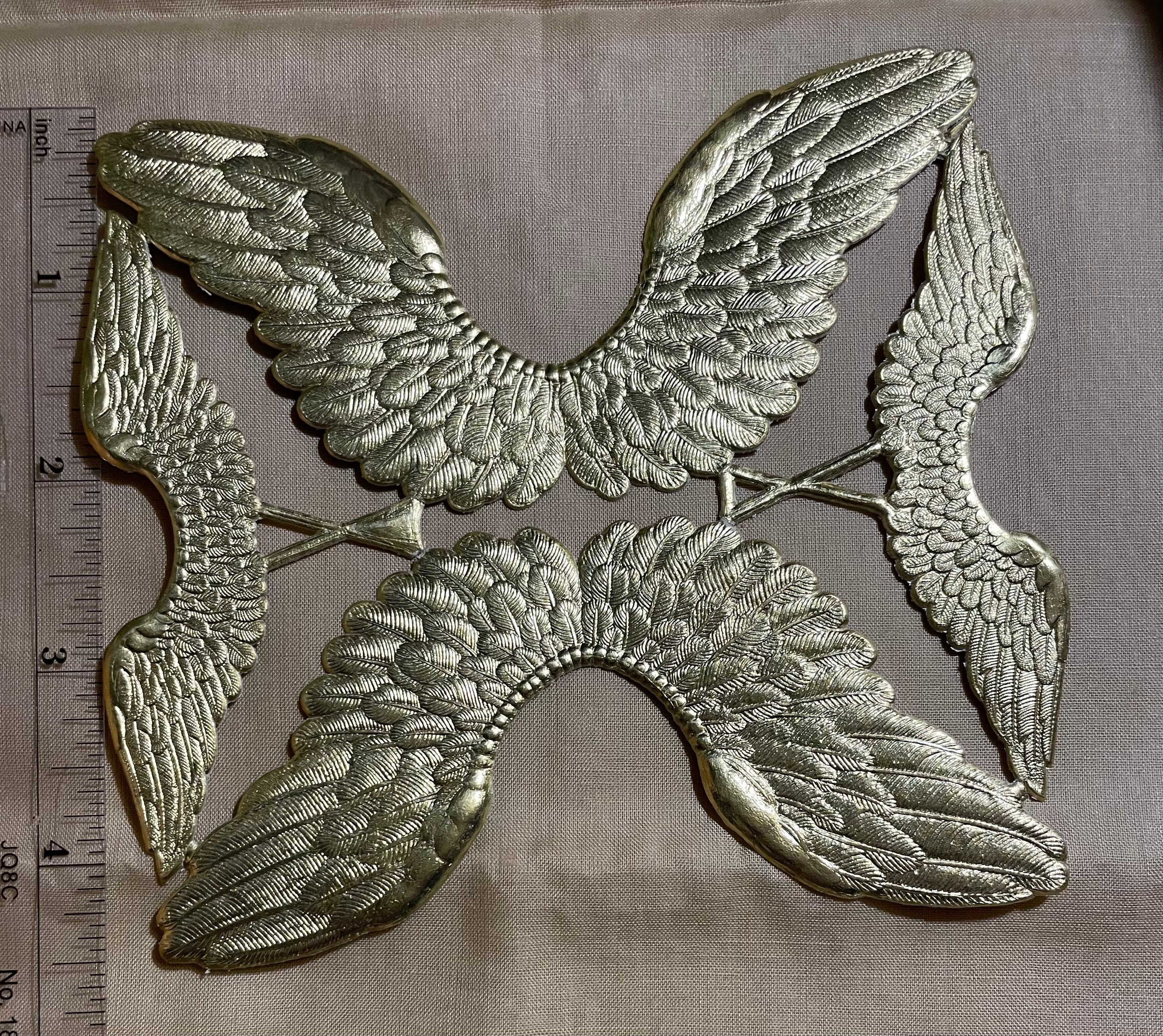 Paper Angel Wings - Embossed White Die Cut Dresden Paper Wings, 4