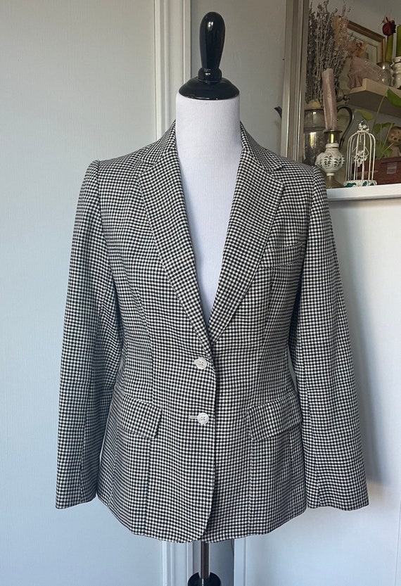 1970s Label Evan Picone Black & White Houndstooth… - image 1