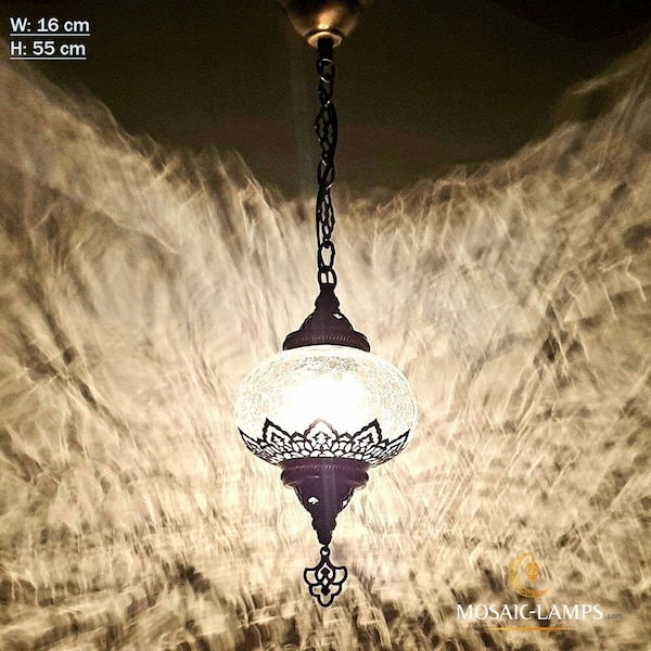 Craquelé, lampe à suspension en verre transparent, pouf, éclairage de plafond marocain, grandes lampes suspendues turques