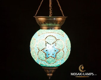 Turkish Mosaic Pendant Lamp – Handmade Moroccan Ceiling Light, 30cm