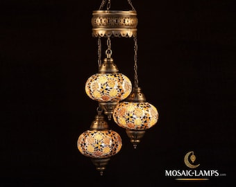 Lustre en mosaïque turque en spirale à 3 globes, lustre marocain suspendu en forme de lanterne de plafond, luminaire suspendu, lustre d'éclairage au meilleur prix