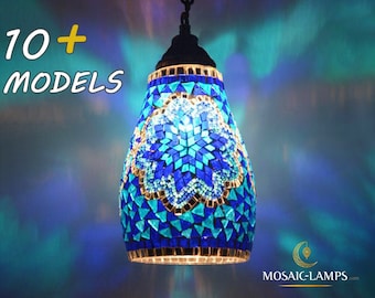 Different Colors, Retro Mosaic Pendant Lamps, Dining Room, Restaurant, Hotel Tiffany Lamp, Turkish Mosaic Single Chain Kitchen Island Lights