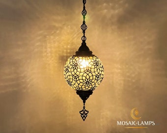 Blown Glass Globe Pendant Lamp, Moroccan Ottoman Style, 15cm