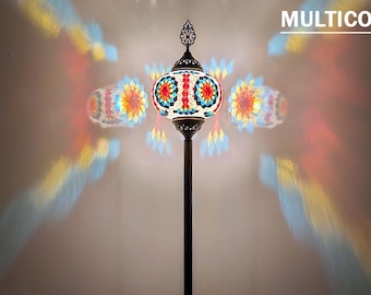 Mosaic Floor Lamp, Moroccan Corner Lamp, Colorful Glass, X Large