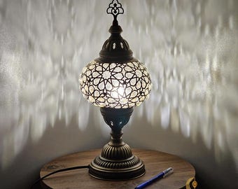 Laser Blown Globe Table Lamp, Ottoman Moroccan Lighting