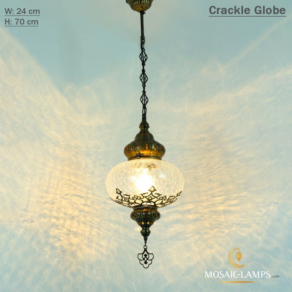 Crackle Clear Glass Pendant Lamp Ottoman Moroccan Ceiling