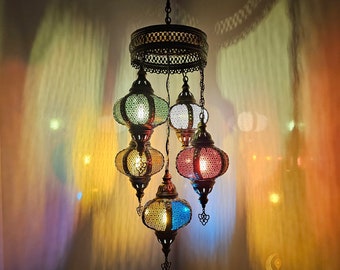 Byzantine Globe Chandelier: 5-Ball Syrian Metal Lights