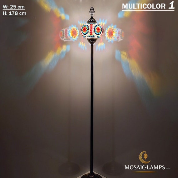 Mosaic Floor Lamp, Moroccan Corner Lamp, Colorful Glass, X Large