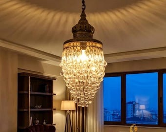 Ottomaanse waterdruppel glazen kroonluchter, Marokkaanse traanverlichting, woonkamer restaurantverlichting