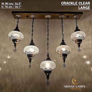 5 Clear Globe Bar Ottoman Kitchen Island Chandelier, Cracked Moroccan Dining Table Light Lamp, Restaurant Bar Lamps, Cafe Lamp, Hotel Lamp