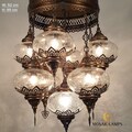 9 Globe Ottoman Chandelier, Clear Crackle Globe Mixed Chandelier, Living Room Lights, Kitchen And Dining Lamp, Moroccan Stair Lighting