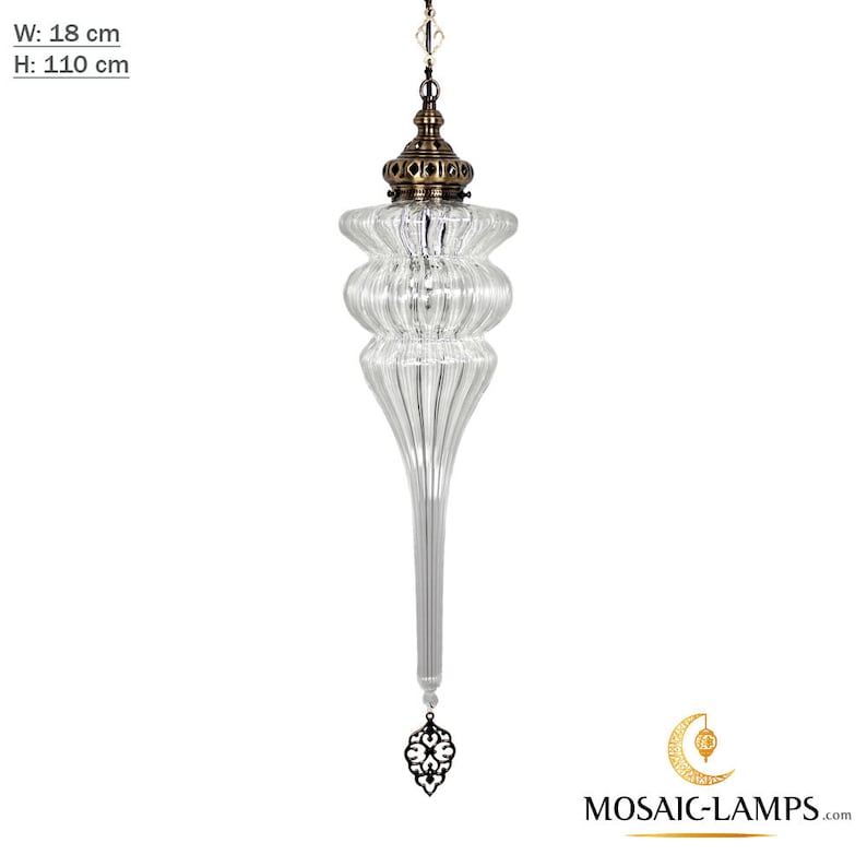 Pyrex Blown Glass Pendant Lights Single Chain Clear Glass Etsy