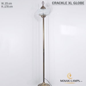 Ottoman Straight Floor Lamp, Single Ball X Large Corner Lamp, Crackle Clear Moroccan Lamp, Living Room Floor Lamp, Bedroom Floor Lamp image 2