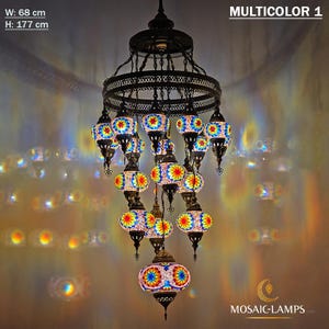 17 Globe Pasha Turkish Mosaic Big Chandelier, Living Room Chandelier, Moroccan Hall Chandelier, Handmade Lighting, Cafe, Restaurant Lights