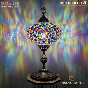 Turkish Mosaic XX Large Globe Table Lamp, Handmade Table Lighting for Kitchen, Bedroom, Dining, Study, Living Room, Restaurant, Bar, Hotel