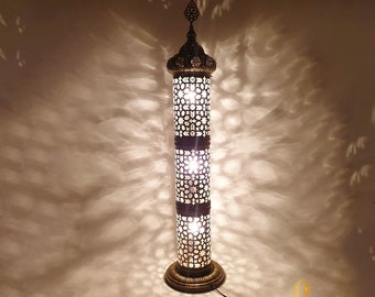 Blown Glass Moroccan Floor Lamp: Authentic Andalusian Cylinder Lamp