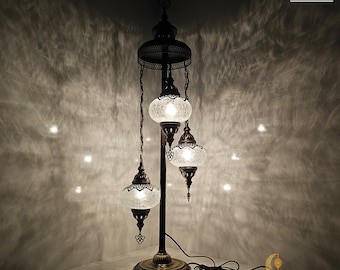 Lámpara de pie de cristal craquelado transparente: estilo turco otomano