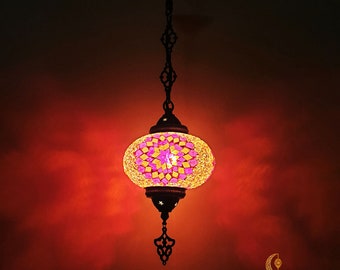 Turc Marocain Grand Globe Tiffany Style Mosaïque À La Main Suspendu Plafonnier Suspension Luminaire Lanterne, pour Cuisine, Salon