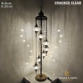 Handmade Turkish Floor Lamp, 7 Cracked Clear Globe, Mosaic Ball Light