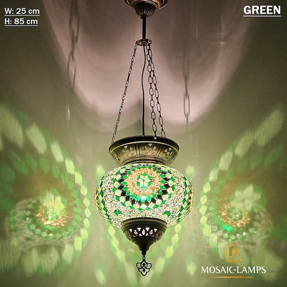 3 Chains X Large Turkish Mosaic Hanging Lights, Moroccan