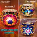 Turkish Mosaic Candle Holder, Handmade Glass Votive, Yoga Decor