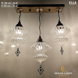 Antiker Pyrex Glas Kronleuchter - Rechteckige Trio Deckenleuchte