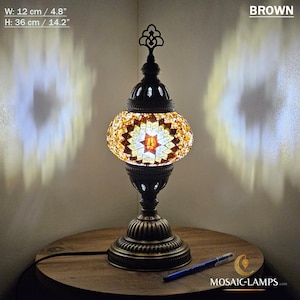 Turkish Mosaic Table Lamp, Handmade Globe Desk Light