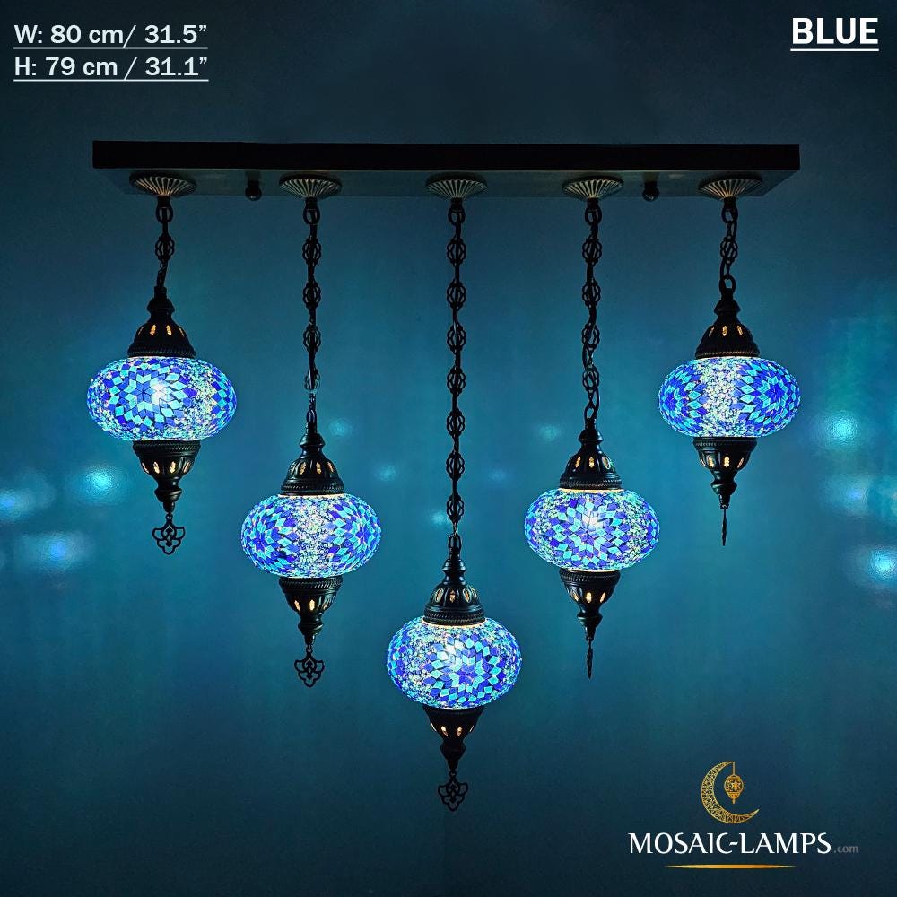 5 Globe Bar Turkish Kitchen Island Chandelier, Colourful Mosaic Ottoman Dining Table Light Lamp, Restaurant Bar Lamps, Cafe Lamp, Hotel Lamp