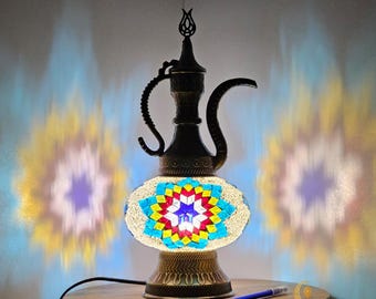 Pitcher Mosaic Table Lamp, Turkish Desk Lighting