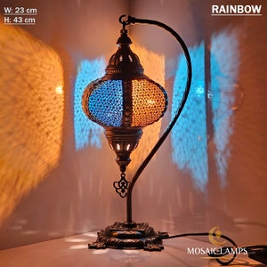 5 Colors, Ottoman Swan Neck Table Lamp, Gooseneck Perforated Metal Desk Lamp, Authentic Moroccan Swan Neck Table Lights, Restaurant Lights