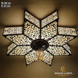 Applique da soffitto e da parete a stella da 60 cm, plafoniere a mosaico turco tradizionale, lampade a sospensione autentiche marocchine, applique da soffitto per ristorante