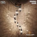 Clear 7 Globe Chandelier, Crackle Globe Set Of 7 Spiral Chandelier, Living Room Chandelier, Kitchen Chandelier, Moroccan Stair Chandelier
