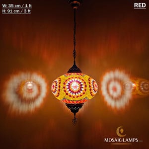 Turkish Mosaic Pendant Lamp XX Large, Single Chain Hanging Lighting for Kitchen, Dining Room, Bedroom, Restaurant, Bar, Hotel,Big Globe Ball