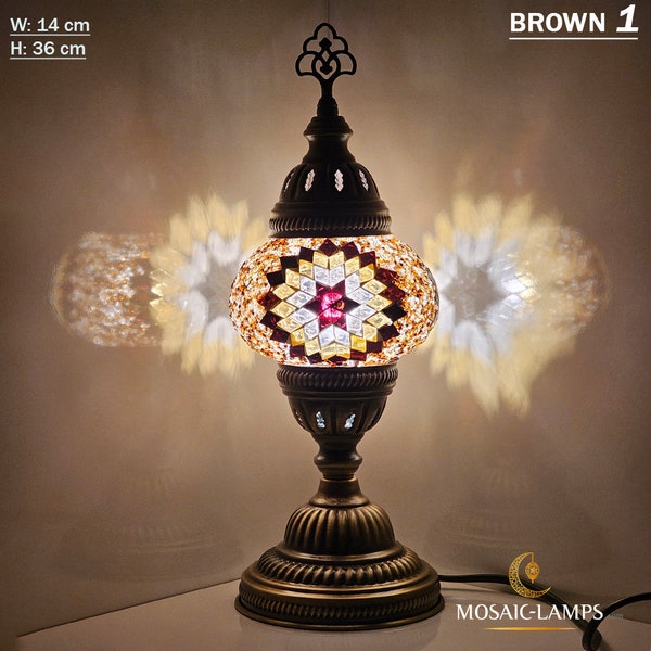 Turkish Mosaic Medium Globe Table Lamps, Handmade Desk Light, Bedroom Bedside Lamp, Night Lights, Dining, Study, Living Room, Restaurant