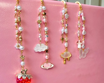Beaded Hook Bookmark: Gold Charm Bookmark, Book Lover Gift