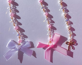 Segnalibro con fiocco Coquette Segnalibro con gancio con perline rosa bianco Amante del libro Idea regalo Segnalibro Kawaii Segnalibro carino Fiocco estetico Balletecore Bookish
