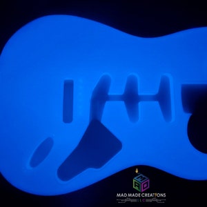 Glowing Strat SSS Style Guitar Body - Custom Glow in the Dark Guitar Body - One Piece 3D printed Guitar Body