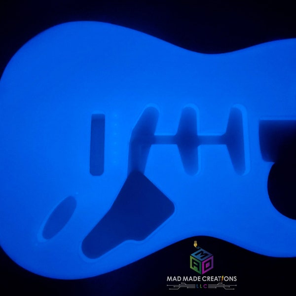 Glowing Strat SSS Style Guitar Body - Custom Glow in the Dark Guitar Body - One Piece 3D printed Guitar Body